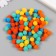 Pompons, 10 mm, 100 pcs/pack, 100% polyester, 5 colors in the assortment of 20 pcs