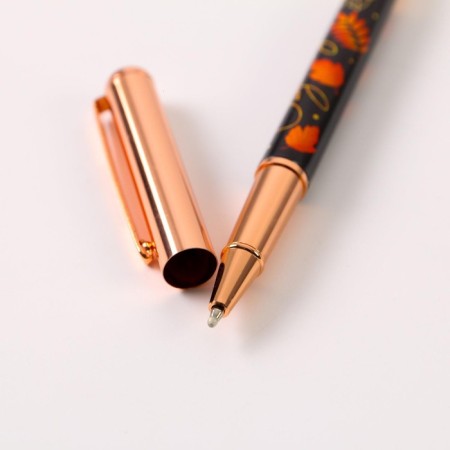 Pen "Best Teacher", accessories pink gold, metal, blue paste, 1.0 mm-4