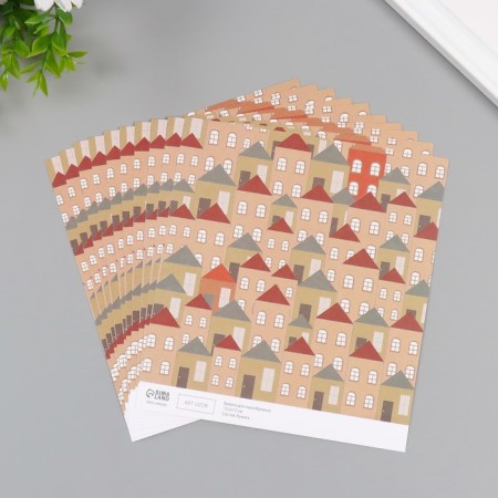 Scrapbooking paper "houses" density 180 grams set 10 pcs 15.5x17 cm-1
