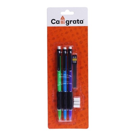 A set of automatic pencils 0.5 mm 3 pieces+stamps 0.5mm+3 pcs., Eraser-3