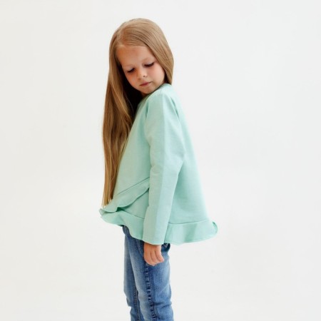 Свитшот для девочки с воланом KAFTAN "Basic line" размер 32 (110-116), цвет мята-12