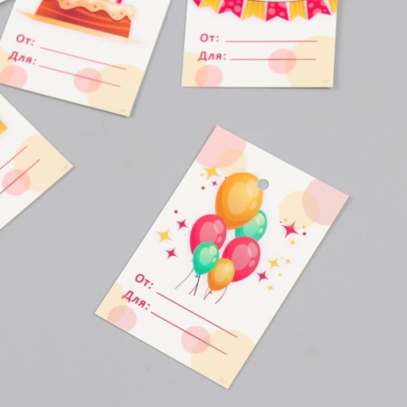 Cardboard "Happy Birthday" set 10 pcs (5 types) 4x6 cm-2