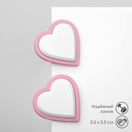 Earrings plastic "hearts", white-pink color