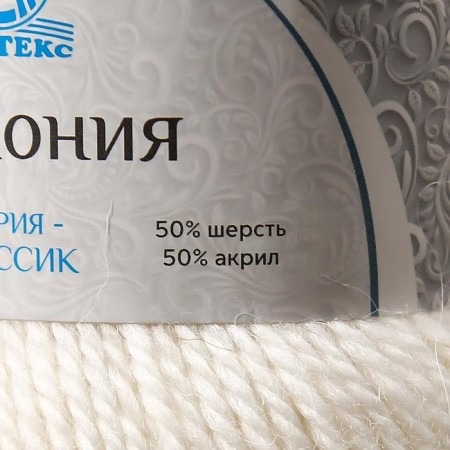Yarn "Harmony" 50% wool, 50% acrylic 245m/100g (205 white)-3
