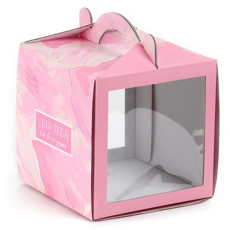 Confectionery box with a window, a chest, “delicate colors”, 20 x 20 x 20 cm