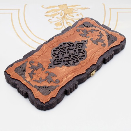 Wooden backgammon carved large "pattern", 45 x 45 cm-2