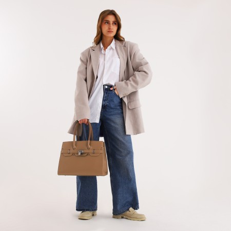 Bag Women's Tout, on a zipper, sandy color-6