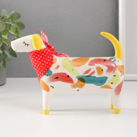 Souvenir Ceramics "Pyosik with a scarf" Multi -colored spots 16.7x5x11.8 cm-1