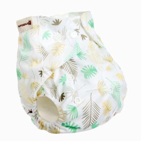 A set of reusable diapers "Leaves", 3-8 kg, white, brown color, 2 pcs., Baby me-1