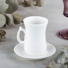 Coffee steam porcelain Wilmax, 2 objects: mug 120 ml, saucer d = 10.2 cm, white color