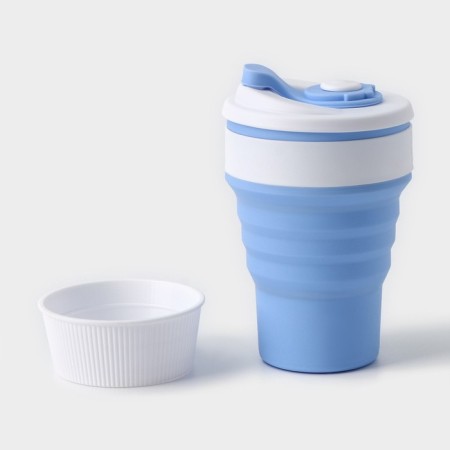A folding glass with a lid “with you”, 350 ml, 8.5 × 14 cm, blue color-3