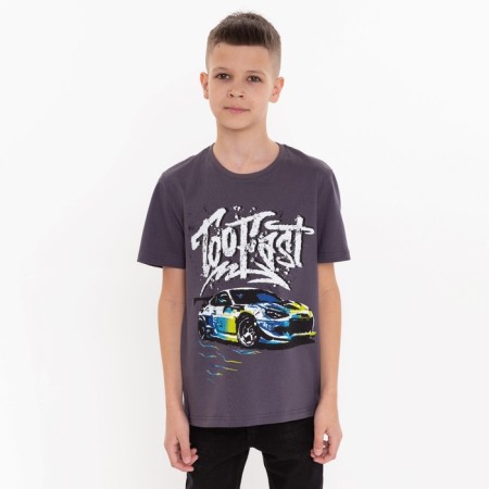T-shirt for a boy, dark gray color, height 146 cm