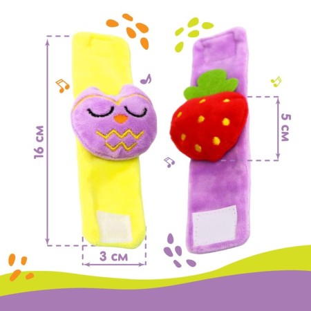 Set of bracelets - rattles "Forest animals", 2 pcs-3