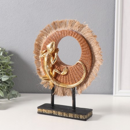 Souvenir Polystone "Golden Lizard on the Wicker Ring" 5x13.2x21.5 cm-3