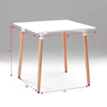Table on wooden legs Hy-T03, white, size 80x80x74 cm-1