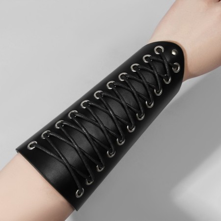 Bracelet Skin "Cuff" on lacing, tall, silver-black color,-2