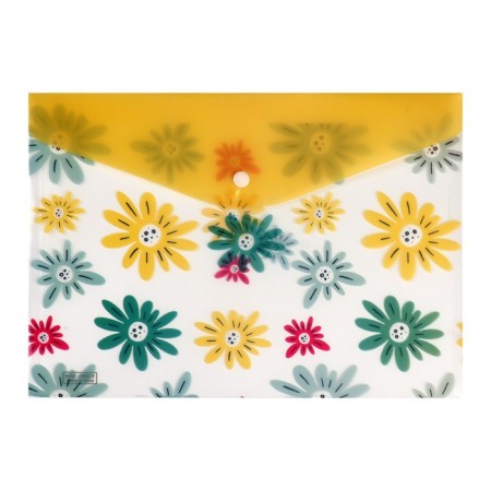 Folder-convert on the button, A4, 180 microns, "Flowers", mix-2