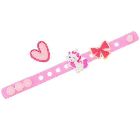 Silicone Bracelet with interchangeable jibitsami, 3 jibits included, cats aristocrats-3