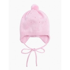 A cap on ties with a pompom Children's Amarobaby Pure Love Cutie, with a lining, size 42-44 cm, pink color