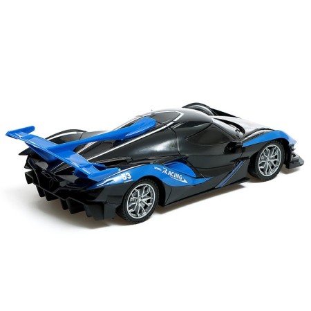 Racing machine on the radio control, works from batteries, the color of the blue-black-2