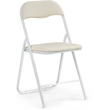 Fold 1 Metal Carcass chair, metal/eco -leather, white/beige 43x40x77 cm