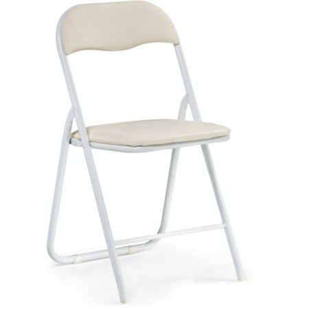 Fold 1 Metal Carcass chair, metal/eco -leather, white/beige 43x40x77 cm