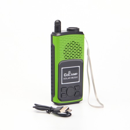 Battery Light, 1,500 mAh, radio, column, with a solar battery, green-2