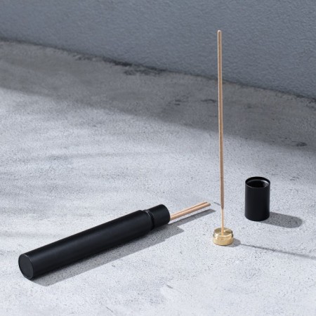 Penal for storing incense, black, metal, with incense-2