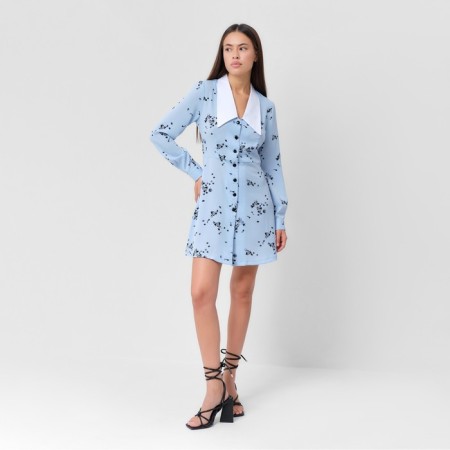 Women's dress with collar Mist p. 46, blue-1