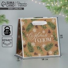 Package Craft square “Fairy Tale”, 14 x 14 x 9 cm, New Year