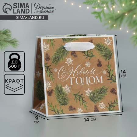 Package Craft square “Fairy Tale”, 14 x 14 x 9 cm, New Year
