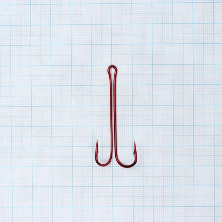 Double hook with a long fore -end Fish 2 Fish 303 No. 1/0, Red color, 51 mm-1