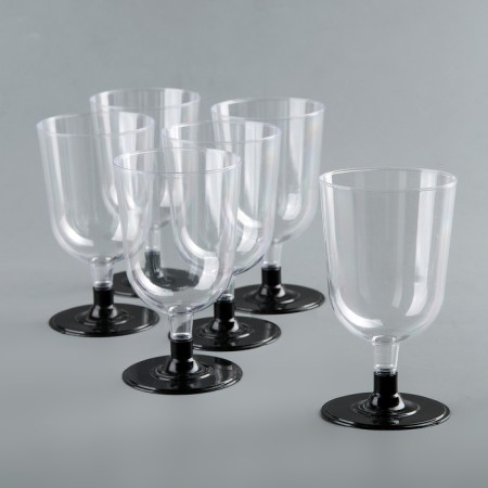 Plastic disposable glass for the wine "Crystal", 200 ml, 6 pcs/pc, color mix-2