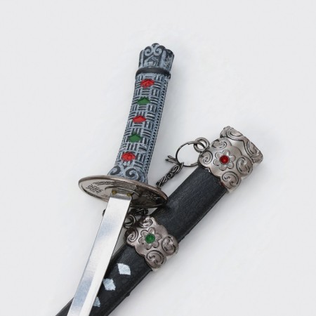 Suv. Product Katana-Mini 2B1 on a stand, black scabbard with white rhombuses 16/20cm mix-4