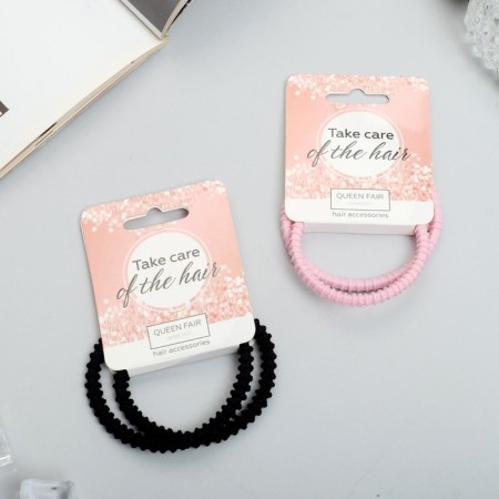 Hair gum "Sport" (set 2 pcs) thread, 5 cm, pink black-1
