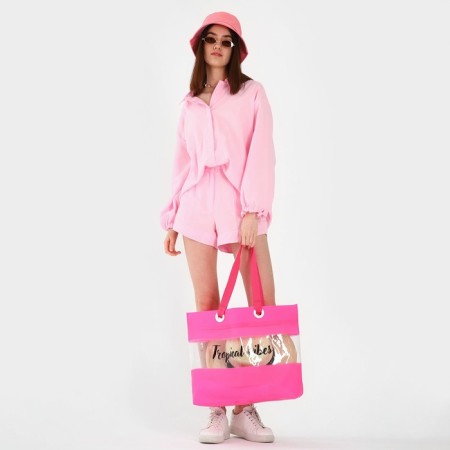 Bag Women's Beach Tropical Vibes, 50x35x11 cm, pink color-5