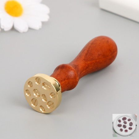 Printing for wax with a wooden handle "Coffee Coffee" 9x2.5x2.5 cm