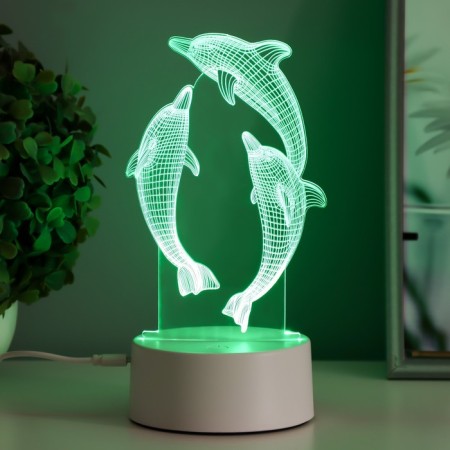 Sensor Lamp "dolphins" LED 7 USB colors/from batteries white RISALUX-5