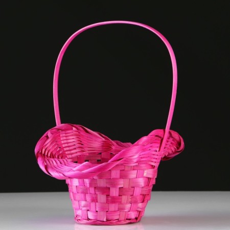 Wicker basket, bamboo, d21/13xh14/29 cm, pink-2