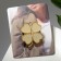 Brooch "Clover" is large, beige color in gold