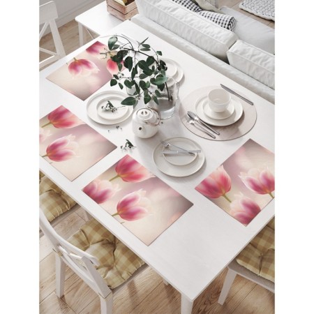 A set of napkins for setting the table “Tenderness at dawn”, rectangular, size 32x46 cm, 4 pcs