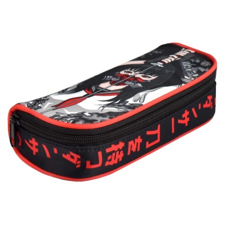 Penal soft, 1 compartment, 90 x 205 x 55 mm, voluminous, Phoenix "Dance with catana" black/red 65703-2