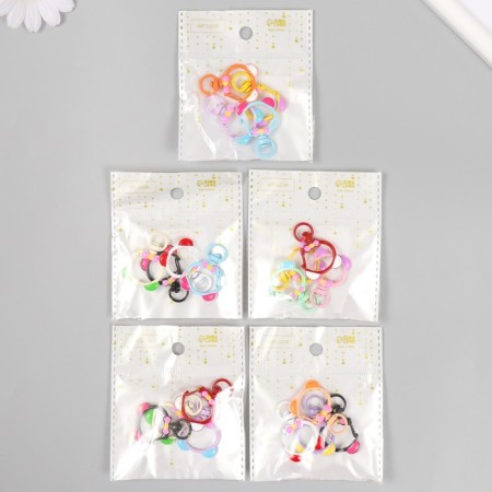 Carabiner Metal with a ring "Bear with a bow" mix 3.4x2.3 cm-4