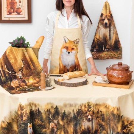 Apron "Ethel: Forest", 65 × 60 cm, cotton 100 %, sarzha, 190 g/m²-1