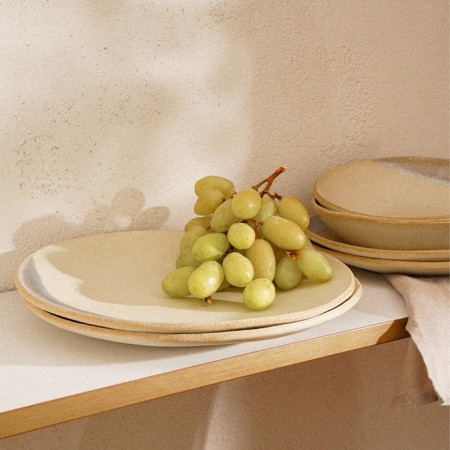 A set of porcelain plates SL Home "Wave Sardinia", d = 21.5 cm, beige color-4