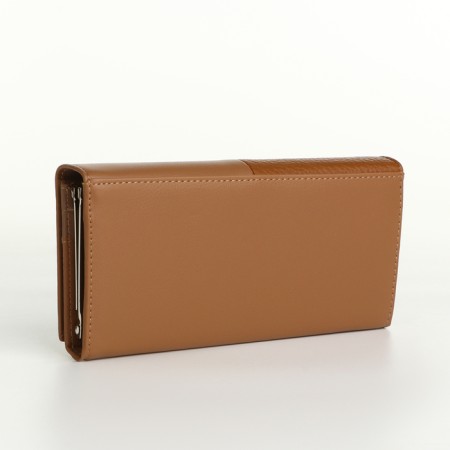 Women's wallet on magnets, brown/beige color-1