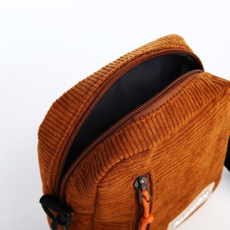 Youth bag with zipper, external pocket, brown color-4