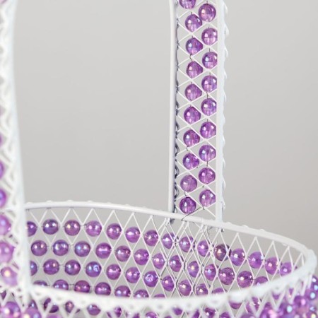 Basket, 18x12x6/23 cm, metal, beads-2