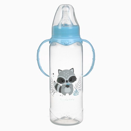 Lovely Baby feeding bottle 250 ml, cylinder, with handles, blue color-7