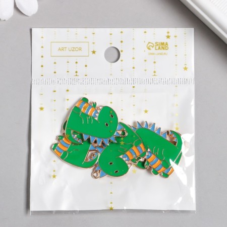 Decor for creativity metal, enamel "Green dragon" gold 2.3x2.8 cm-2